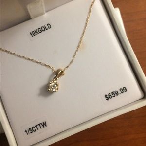 Diamond & garnet pend/necklace new 1/5 ct diamond